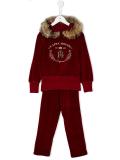 fur trim tracksuit set