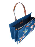 embroidered birds denim tote 