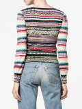 V-neck zig-zag stripe jumper