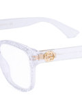 transparent glitter rectangular glasses