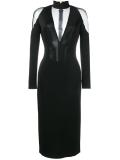 sheer panel midi dress