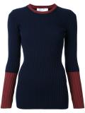 two-tone ribbed jumper