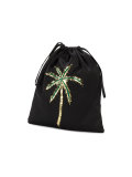 satin pouch with sequin embellished palm tree