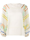 printed sleeves blouse 