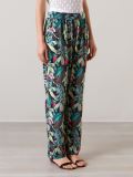 foliage print straight trousers