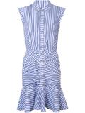striped ruched shirt dress