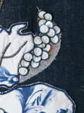 花卉贴花牛仔连衣裙