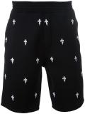 fleur-de-lis embroidered shorts