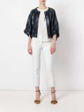 drawstring cropped leather jacket