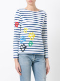 lips print striped sweatshirt 