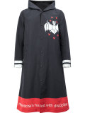 slogan graphic print hooded coat