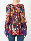 abstract print sheer blouse
