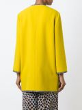 trim detail collarless coat