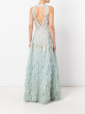 feather effect sheer gown