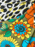 mixed print fishtail gown