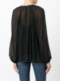 sheer open neck blouse