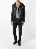 chest pocket biker jacket
