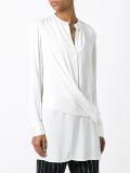 draped front satin blouse