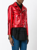 metallic biker jacket