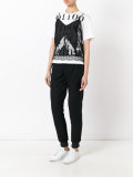 printed lace detail T-shirt