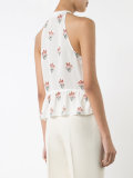 peach print ruffled blouse