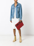 logo strap zipped clutch