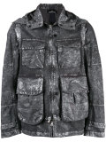 metallic effect hooded jacket