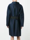 funnel neck belted coat