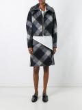 faux fur collar check jacket 