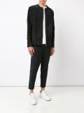 collarless zipped jacket