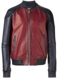 contrasted leather bomber jacket