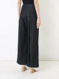 high waist wide leg button trousers