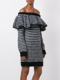 striped ruffle off shoulder dress