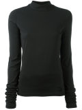 high-neck elongated sleeve top