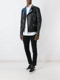denim panel biker jacket