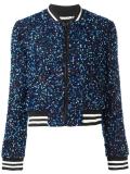 sequin embroidery cropped bomber jacket