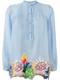 floral motif embroidered patches top