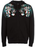 tiger print zipped hoodie