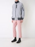 pinstriped bomber jacket