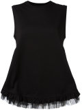 pleated trim flared blouse 