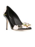 embellished tulip print pumps