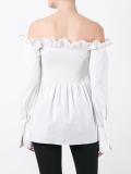 frill trim off-shoulder shirt
