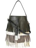 fringed bucket shoulder bag