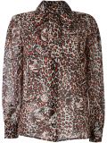 tiger print pussy bow blouse