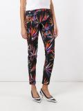 leaves print stretch jeans