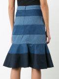 striped denim trumpet skirt