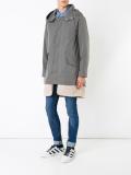 hem inset hooded coat