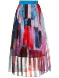 brushes print pleated skirt