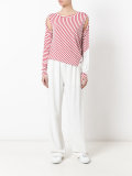 striped cut-out T-shirt