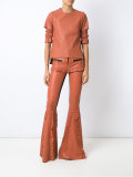 leather flared trousers